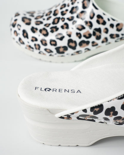Florensa Clogs Flex - Leopardenweiß