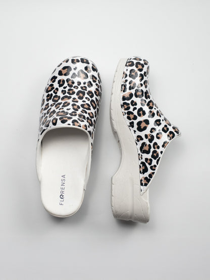 Florensa Clogs Flex - Leopardenweiß